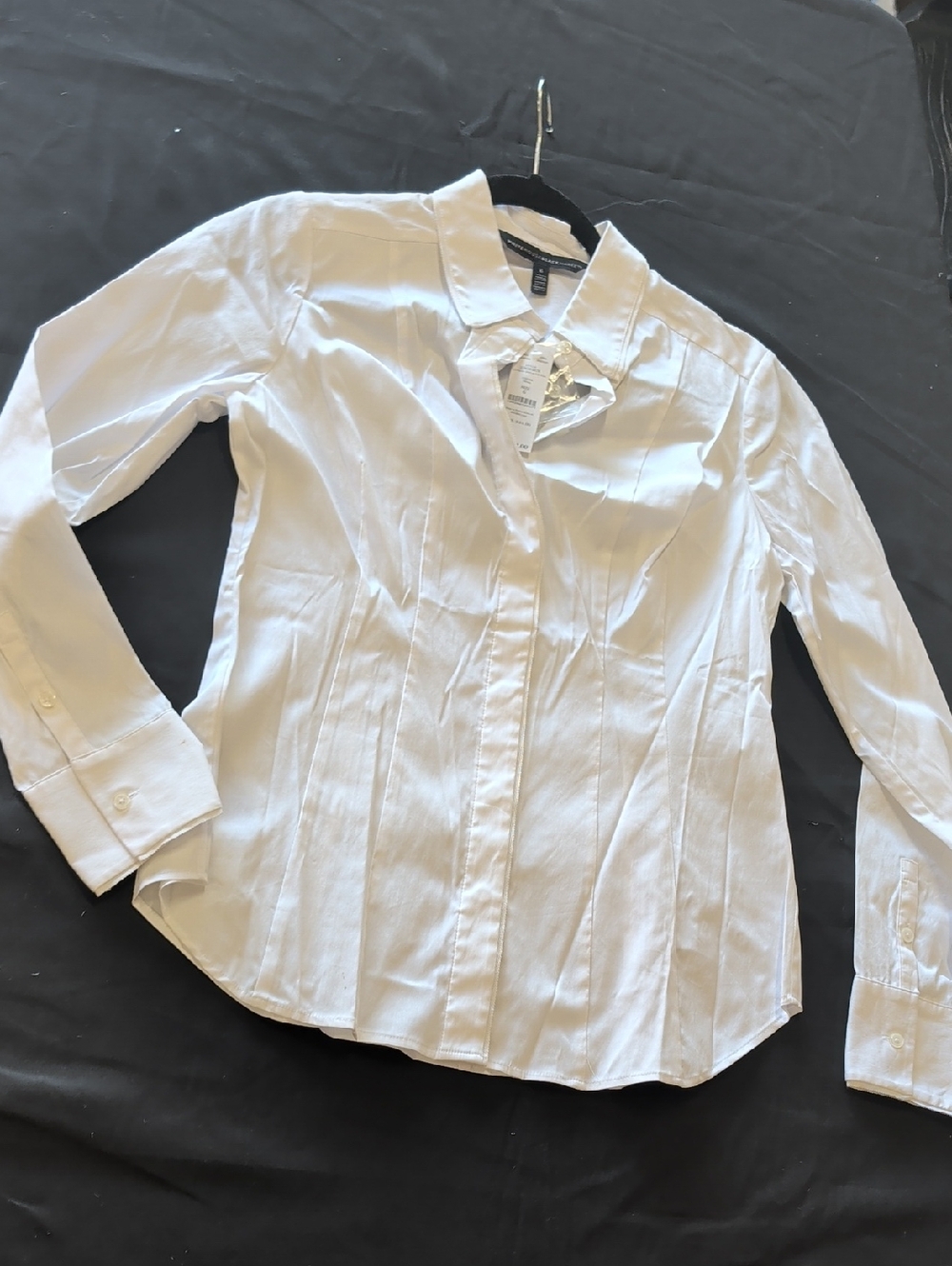 WhiteHouseBlackMarket LS Poplin Shirt W/ GG Trim Size 6 White